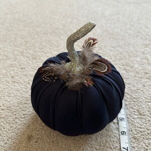 Decorative Black Pumpkin with Glitter Stem
